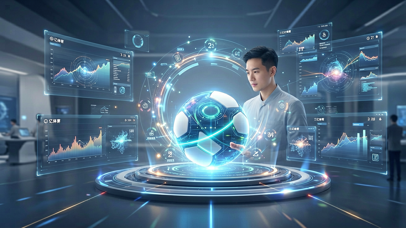 三亿体育科技数据可视化平台界面，展示实时赛事数据分析与智能决策支持系统